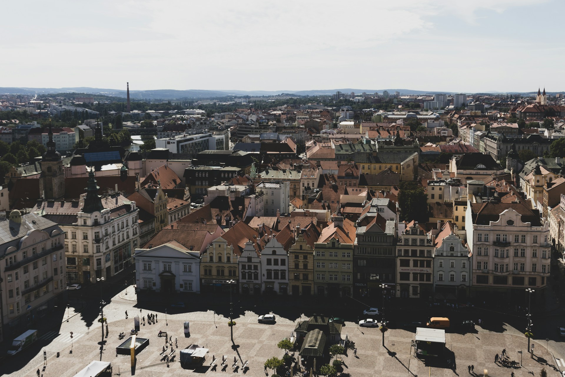 Birds-eye view of a city in Czechia